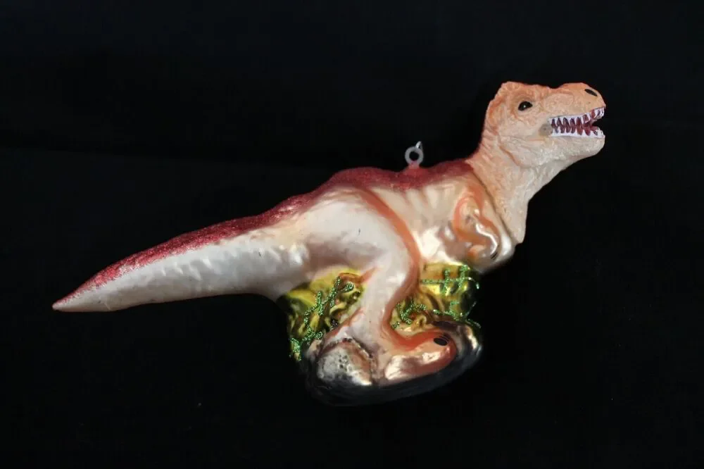 Robert Stanley TYRANNOSAURUS REX T-REX Orange Dinosaur Blown Glass Ornament